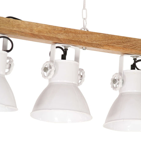 Industrial Ceiling Lamp White E27 Mango Wood