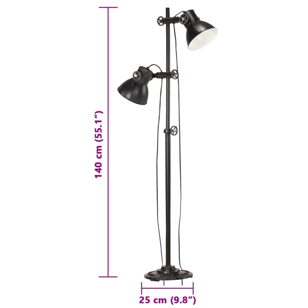 Floor Lamp With 2 Lampshade E27 Cast Iron