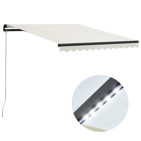 Manual Retractable Awning With Led Orange And Brown