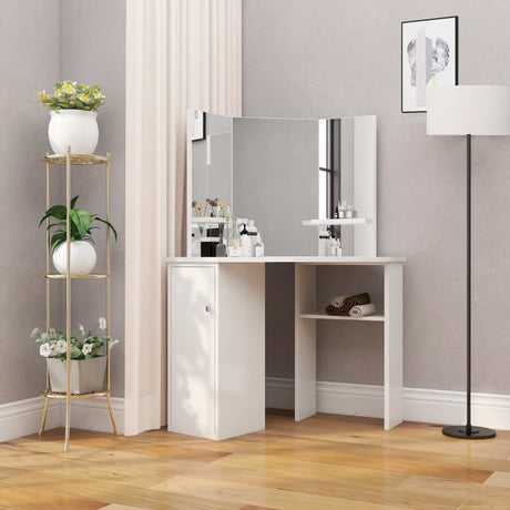 Corner Dressing Table Cosmetic Table Make-Up Table White