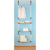 Telescopic Wardrobe System with Rods and Shelf Aluminium