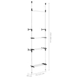 Telescopic Wardrobe System with Rods and Shelf Aluminium