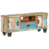 Tv Cabinet With Wheels 110X30X Rough Mango Wood