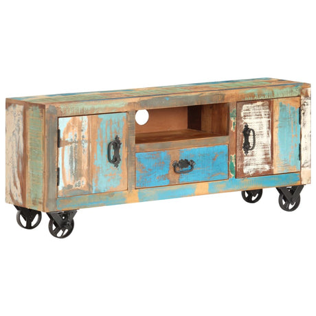 Tv Cabinet With Wheels 110X30X Rough Mango Wood