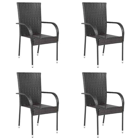 Stackable Outdoor Chairs 2 Pcs Poly Rattan