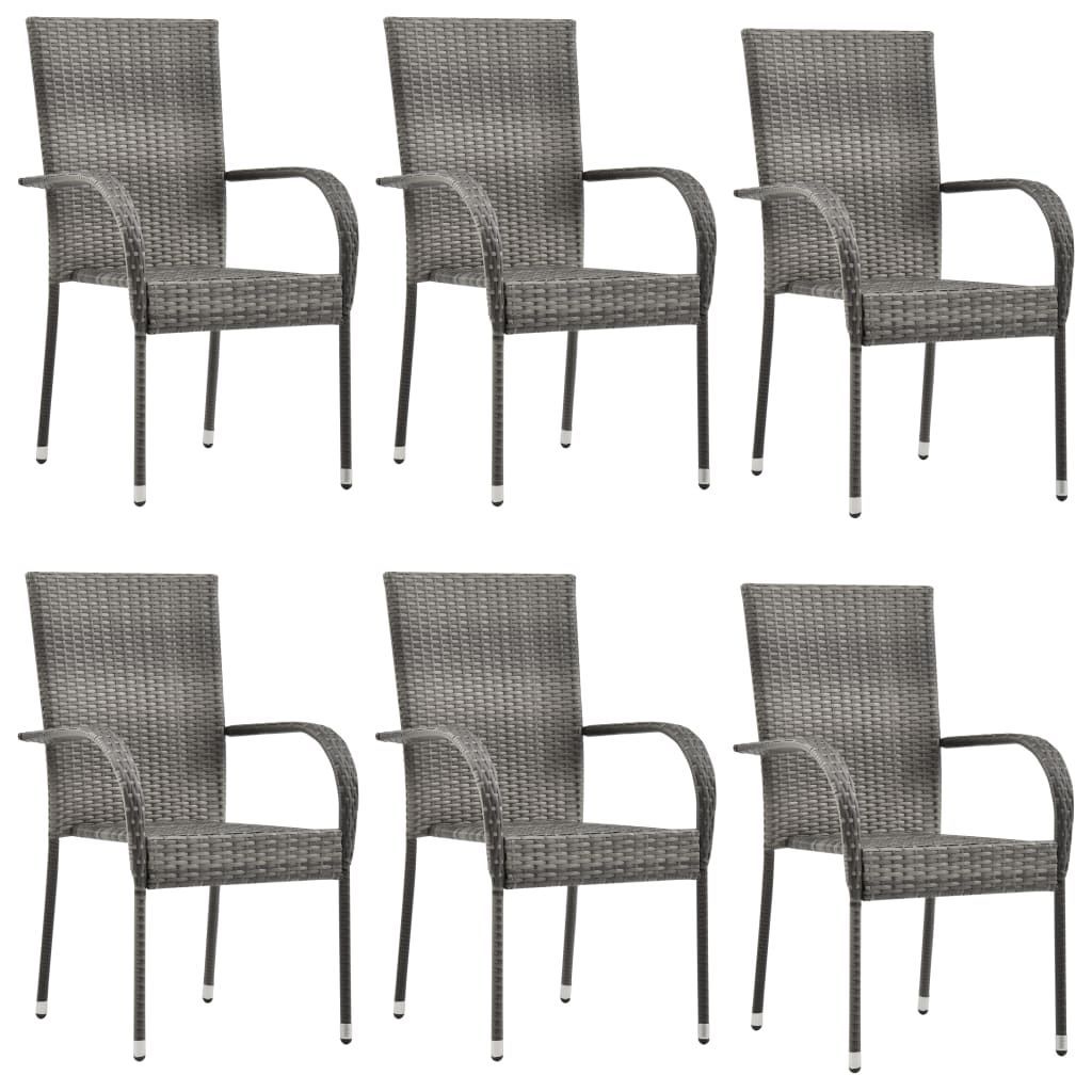 Stackable Outdoor Chairs 2 Pcs Poly Rattan