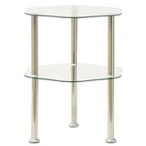 2-Tier Side Table 38X38X50 Cm Tempered Glass