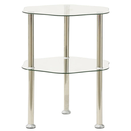 2-Tier Side Table 38X38X50 Cm Tempered Glass