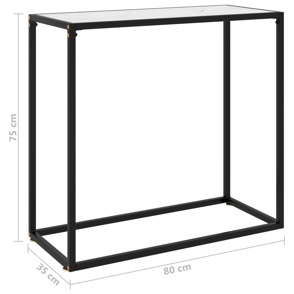 Console Table White 80x35x75 cm Tempered Glass