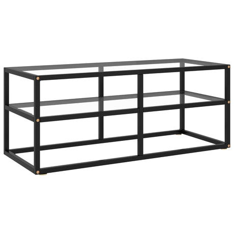 Tv Cabinet Black With Marble Glass 100X40X40 Cm