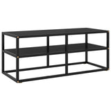 Tv Cabinet Black With Marble Glass 100X40X40 Cm