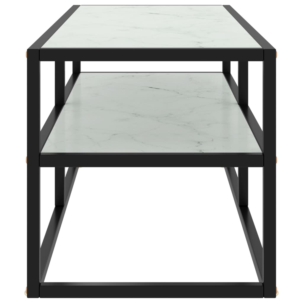 Tv Cabinet Black With Marble Glass 100X40X40 Cm