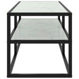 Tv Cabinet Black With Marble Glass 100X40X40 Cm