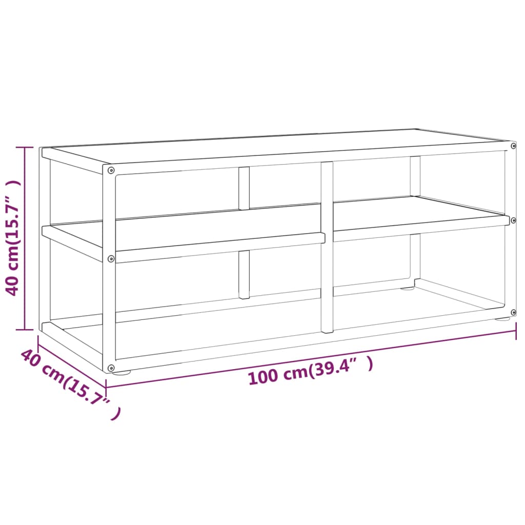 Tv Cabinet Black With Marble Glass 100X40X40 Cm