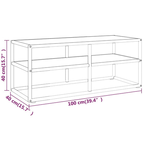 Tv Cabinet Black With Marble Glass 100X40X40 Cm