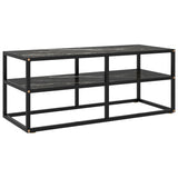 Tv Cabinet Black With Marble Glass 100X40X40 Cm
