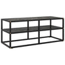 Tv Cabinet Black With Marble Glass 100X40X40 Cm