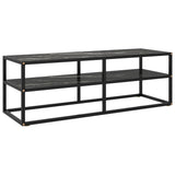 Tv Cabinet Black With Marble Glass 100X40X40 Cm