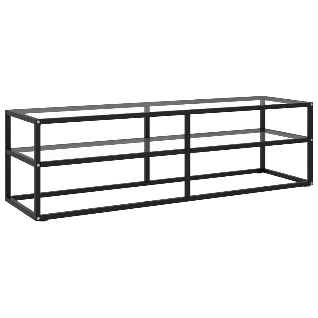 Tv Cabinet Black With Marble Glass 100X40X40 Cm