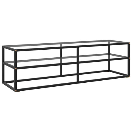 Tv Cabinet Black With Marble Glass 100X40X40 Cm