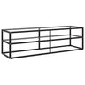 Tv Cabinet Black With Marble Glass 100X40X40 Cm