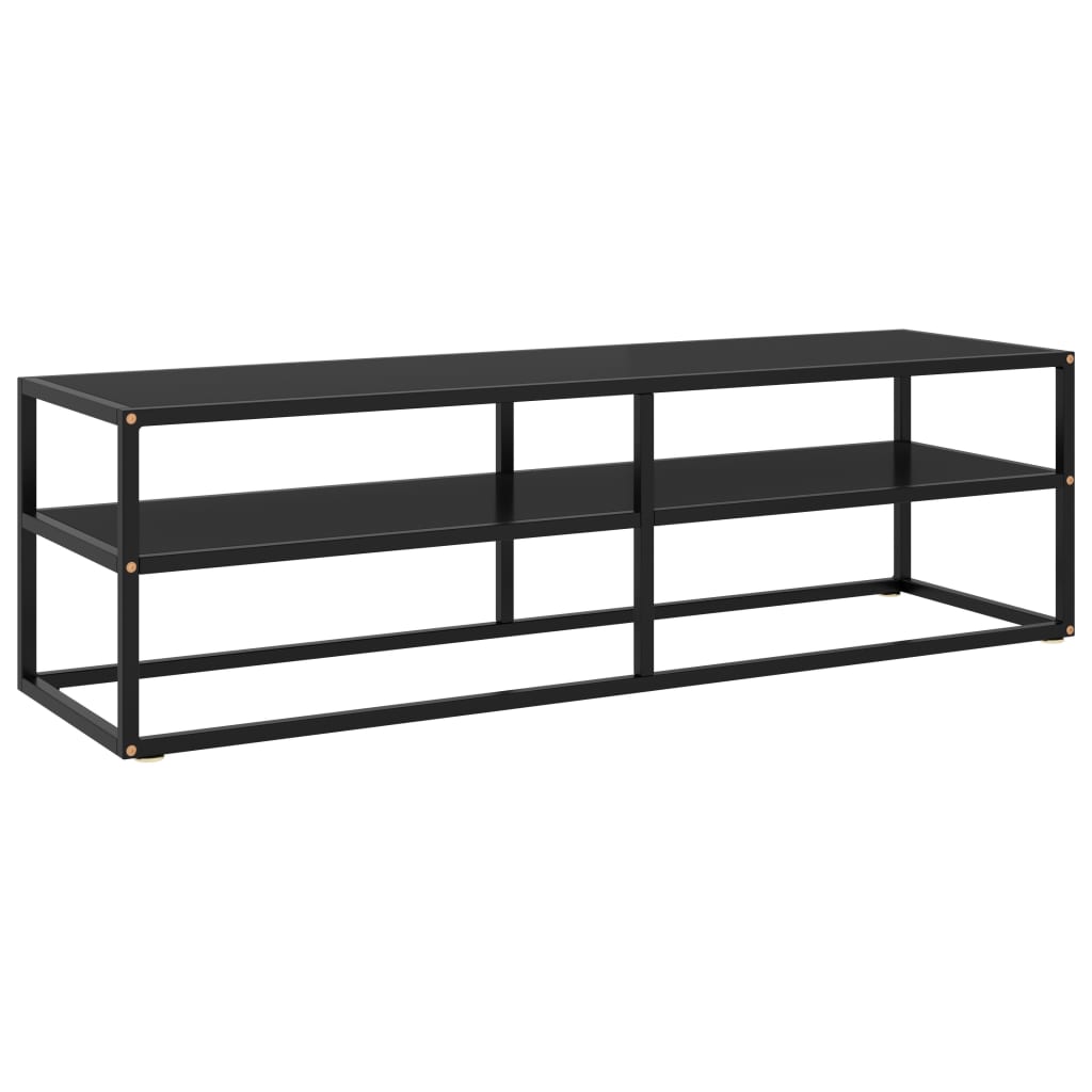 Tv Cabinet Black With Marble Glass 100X40X40 Cm