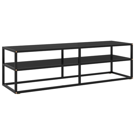 Tv Cabinet Black With Marble Glass 100X40X40 Cm