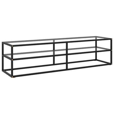 Tv Cabinet Black With Marble Glass 100X40X40 Cm