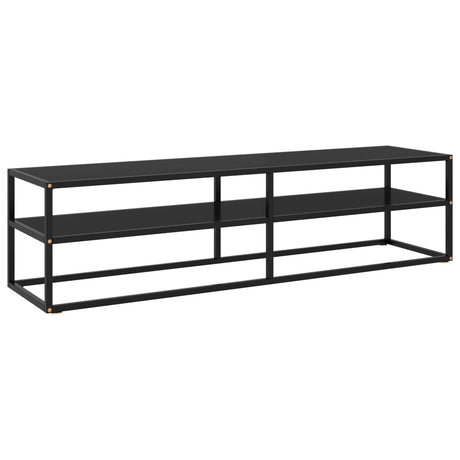 Tv Cabinet Black With Marble Glass 100X40X40 Cm