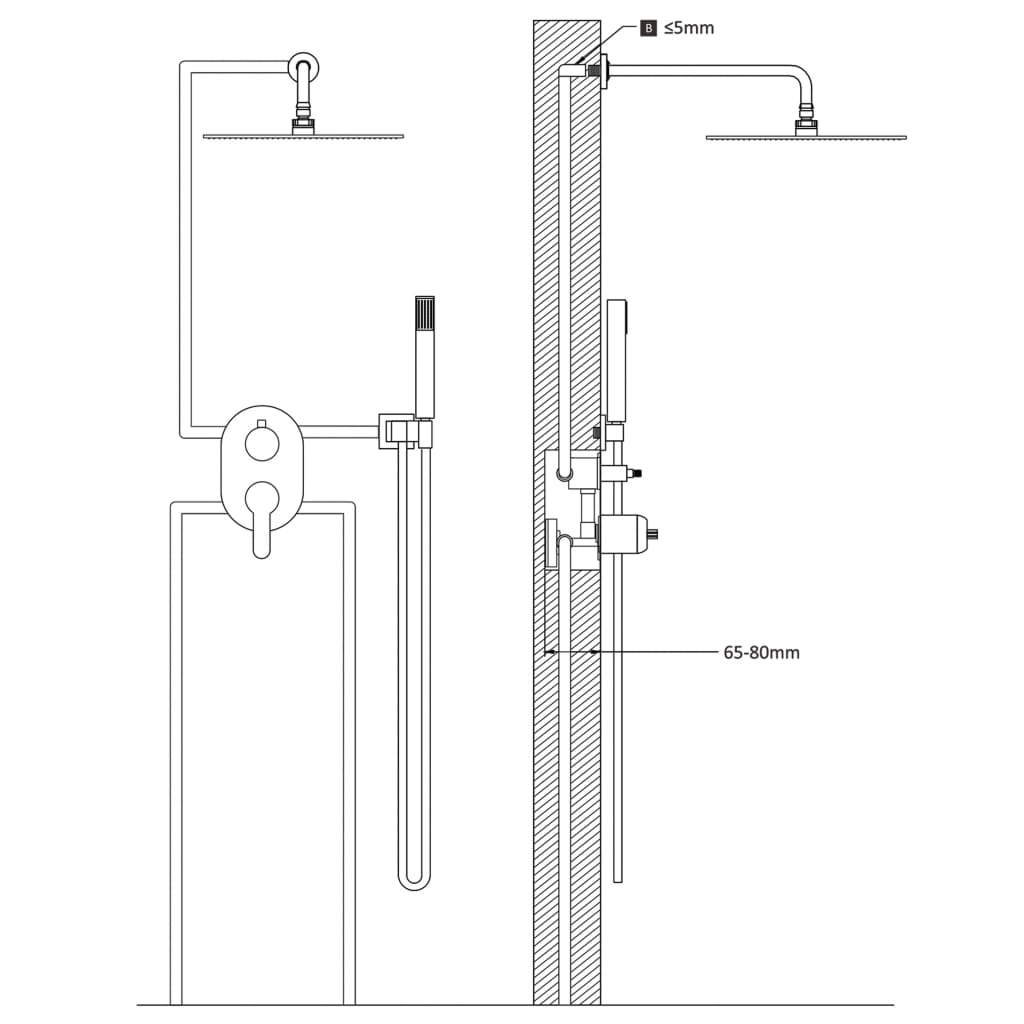 Shower System Stainless Steel 201 Silver