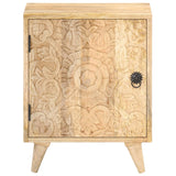 Carved Bedside Cabinet 40X30X50 Cm Solid Mango Wood