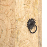 Carved Bedside Cabinet 40X30X50 Cm Solid Mango Wood