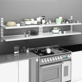 2-Tier Floating Wall Shelves 2 Pcs Stainless Steel