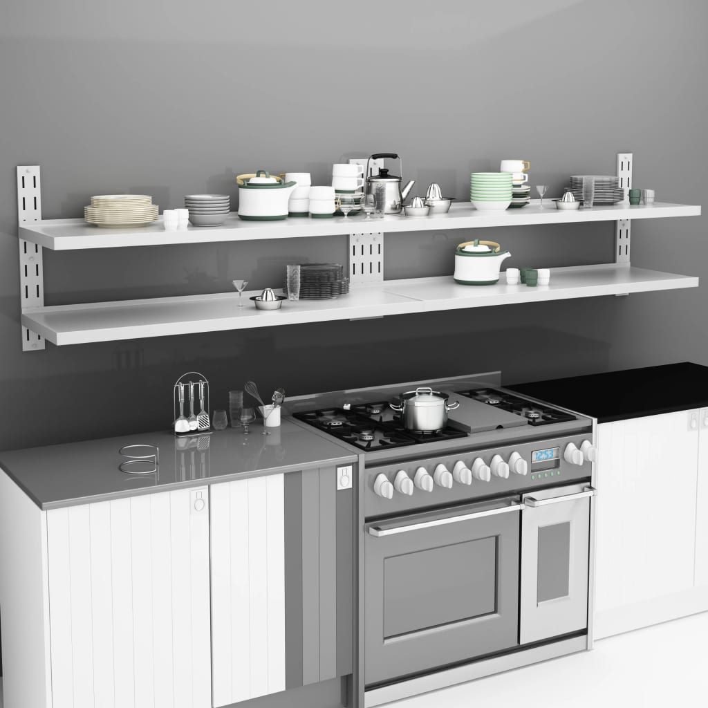 2-Tier Floating Wall Shelves 2 Pcs Stainless Steel