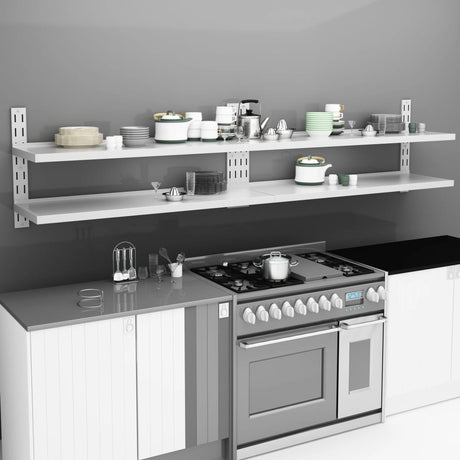 2-Tier Floating Wall Shelves 2 Pcs Stainless Steel