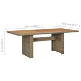 Garden Dining Table 200X100X74 Cm Poly Rattan