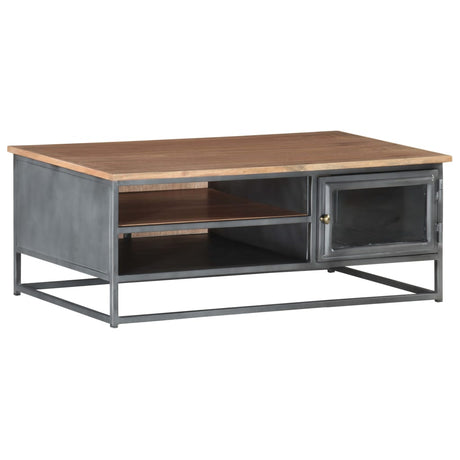 Coffee Table Grey 90X50X35 Cm Solid Acacia Wood