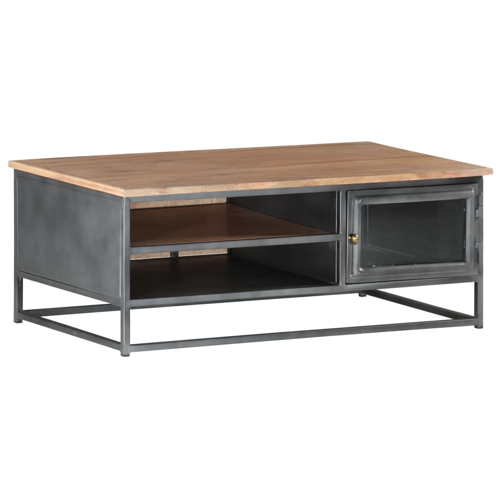 Coffee Table Grey 90X50X35 Cm Solid Acacia Wood