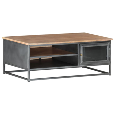 Coffee Table Grey 90X50X35 Cm Solid Acacia Wood