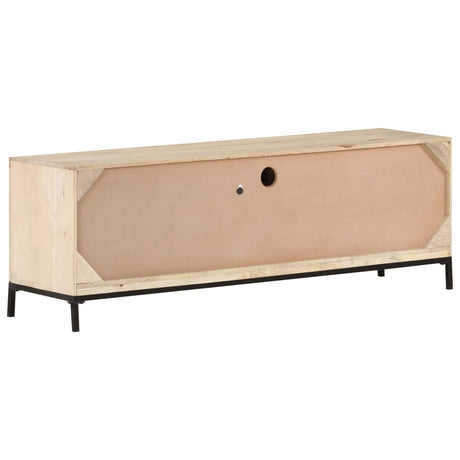 Tv Cabinet 120X30X40 Cm Solid Mango Wood And Natural Cane