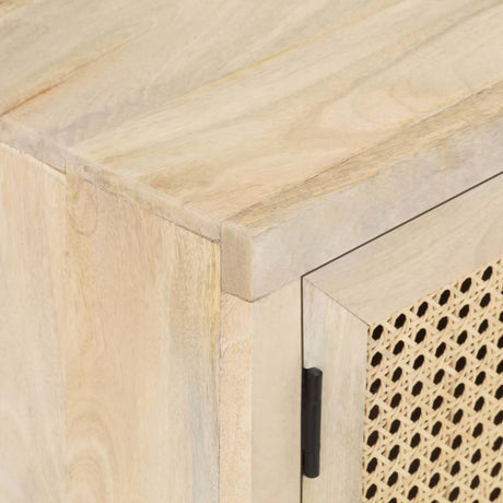 Tv Cabinet 120X30X40 Cm Solid Mango Wood And Natural Cane