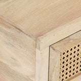 Coffee Table 90X50X37 Cm Solid Mango Wood And Natural Cane