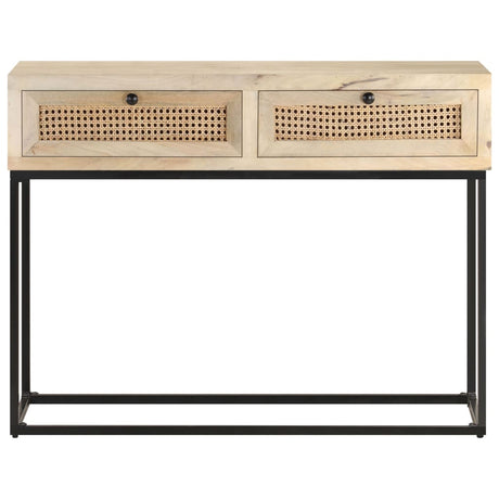 Console Table 100X35X76 Cm Solid Mango Wood And Natural Cane