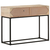 Console Table 100X35X76 Cm Solid Mango Wood And Natural Cane