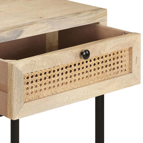 Console Table 100X35X76 Cm Solid Mango Wood And Natural Cane