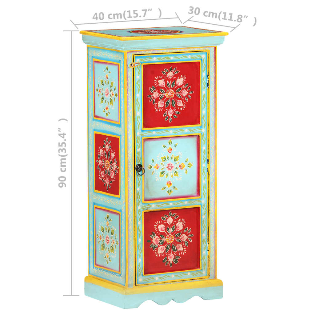 Hand Painted Highboard 40X30X90 Cm Solid Mango Wood