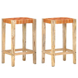 Bar Stools 2 Pcs Real Leather