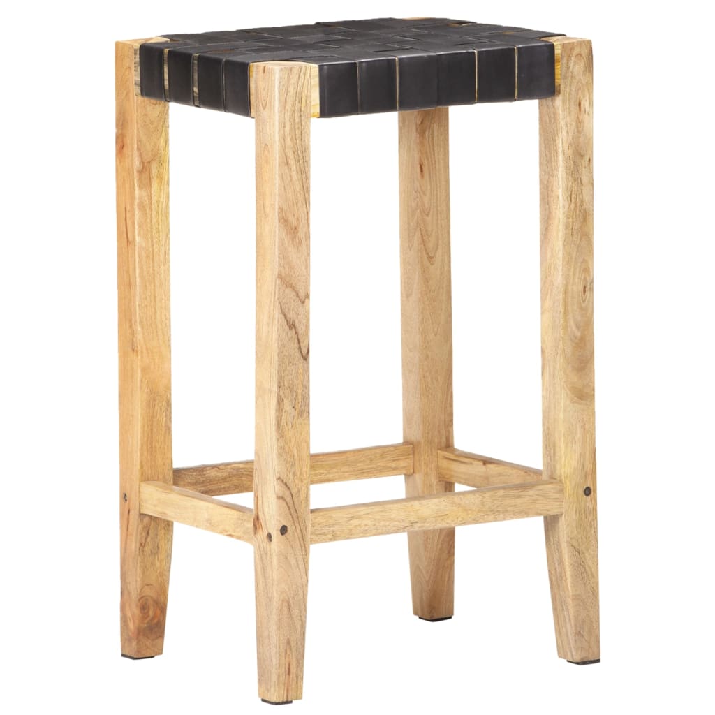 Bar Stools 2 Pcs Real Leather