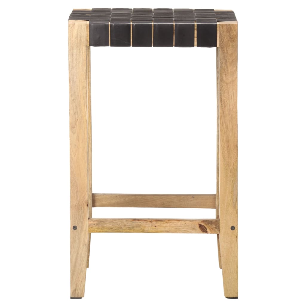 Bar Stools 2 Pcs Real Leather