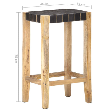 Bar Stools 2 Pcs Real Leather